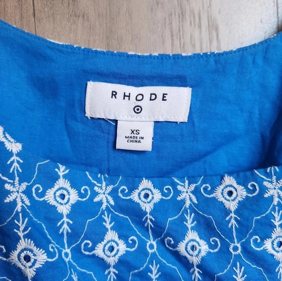RHODE x Target Blue White Geometric Eyelet Mini Dress Size XS Women's - Picture 8 of 11